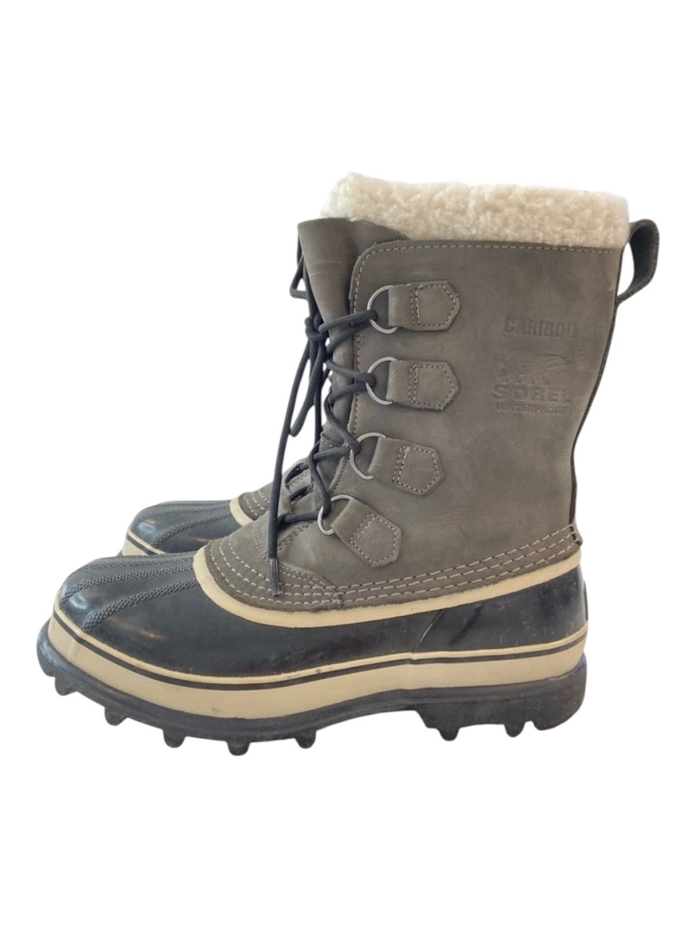 Sorel men Caribou style winter boots lace up shearling top warm lining size 10